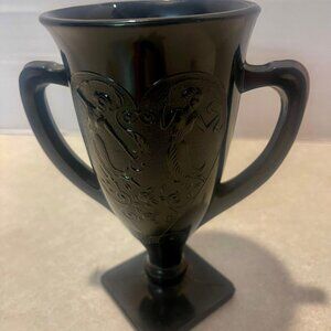 LE Smith Black Amethyst Trophy Vase Loving Cup Dancing Ladies Nymphs 1930s